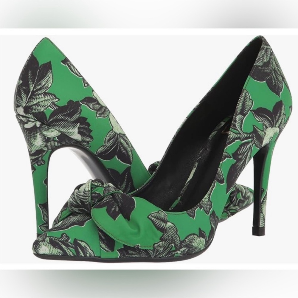 Ted Baker London Ryalina Green Floral Pattern Heels with Bow NEW size 38